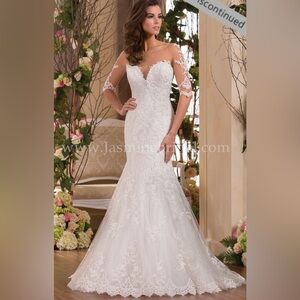 Jasmine Illusion Neckline Lace & Tulle Wedding Dress With Sleeves